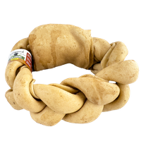 Natural dog chew, peanut butter flavored braid, size L, 1 piece.